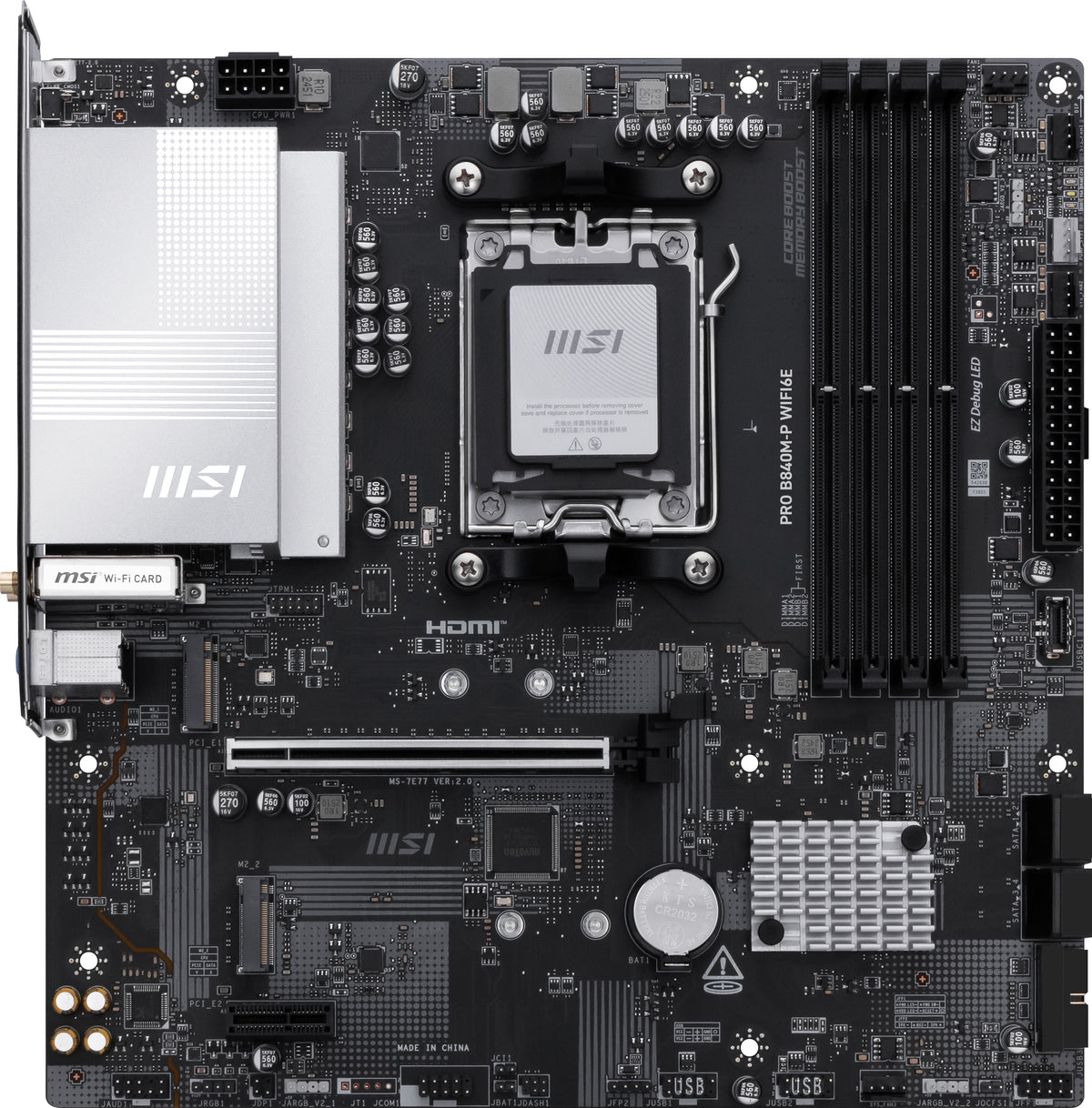 MSI PRO B840M-P WIFI6E moderkort AMD B840 AM5-sockel micro ATX