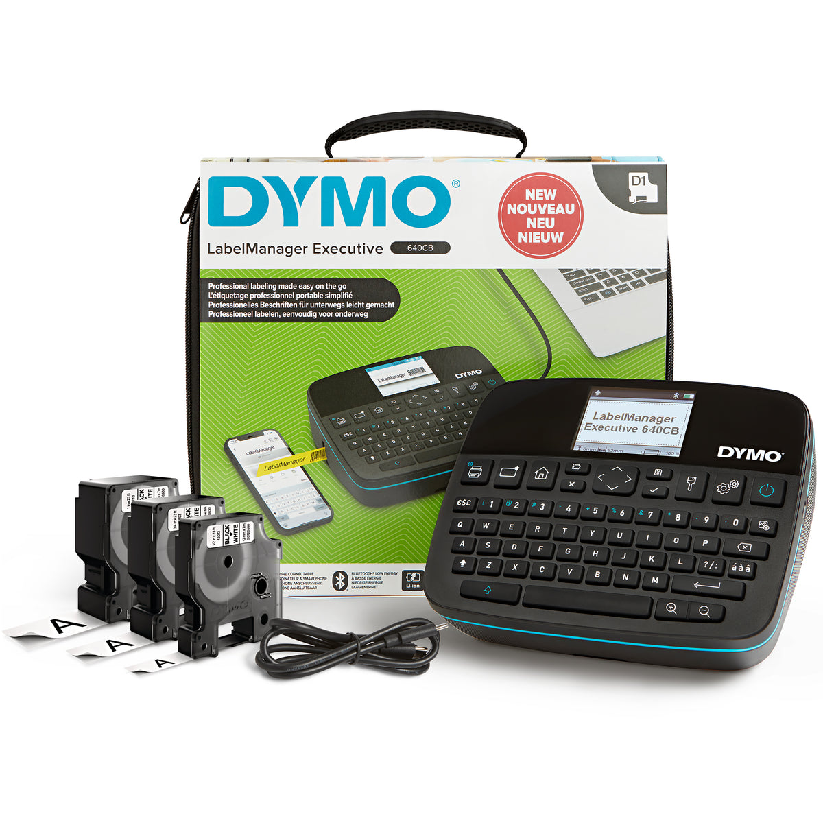 DYMO LabelManager Executive 640 CB bärbar etikettskrivare med väska och 3