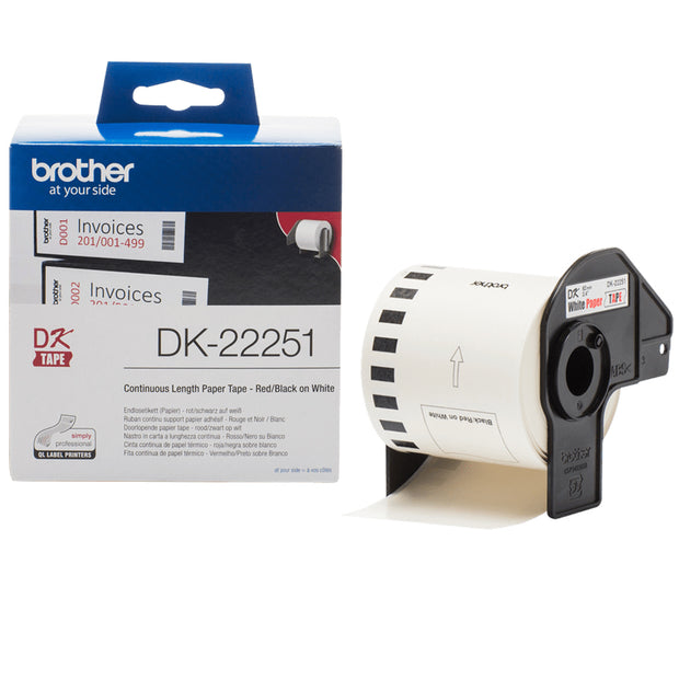 Brother DK-22251 etikett-tejp Svart och rött på vitt