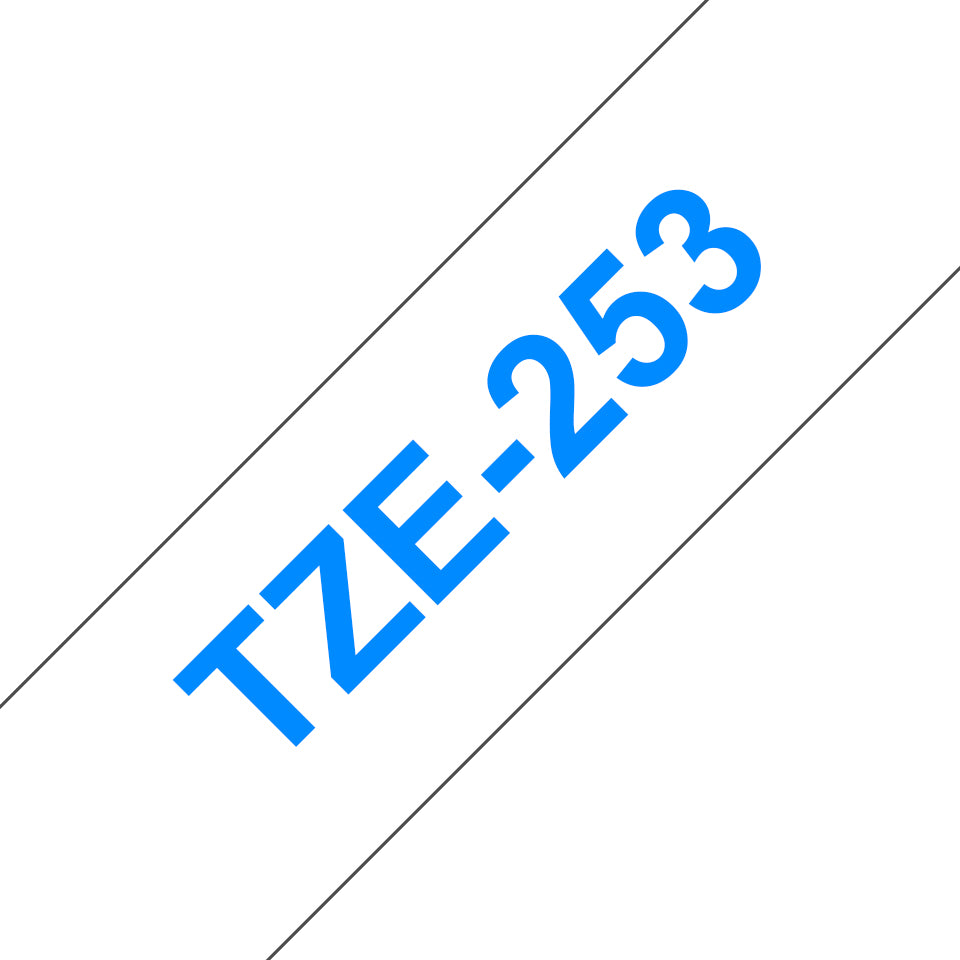 Brother TZE-253 etikett-tejp Blå på vit