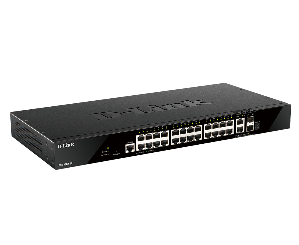 D-Link DGS-1520-28/E nätverksswitchar hanterad L3 10G Ethernet (100/1000/10000) 1U Svart
