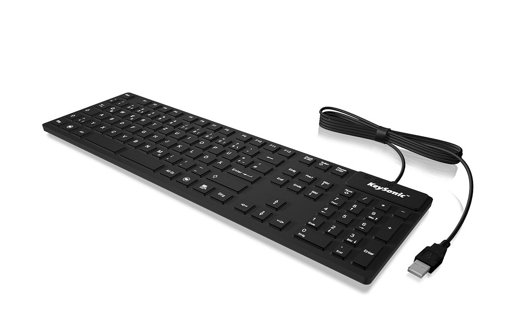KeySonic KSK-8030 IN (DE) black tangentbord Industriell USB QWERTZ tyska Svart