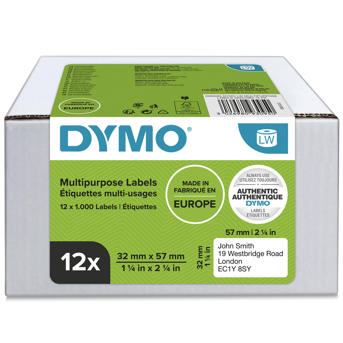 DYMO LabelWriter-originaletiketter för flera ändamål