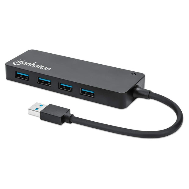 Manhattan 164900 gränssnittshubbar USB 3.2 Gen 1 (3.1 Gen 1) Type-A 5000 Mbit/s Svart