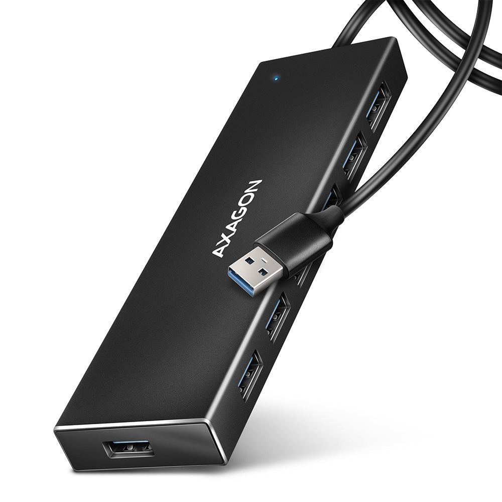 Axagon HUE-F7A 7x USB 3.2 Gen 1 ALU FLAT hub micro power IN 1m USB-A USB 3.2 Gen 1