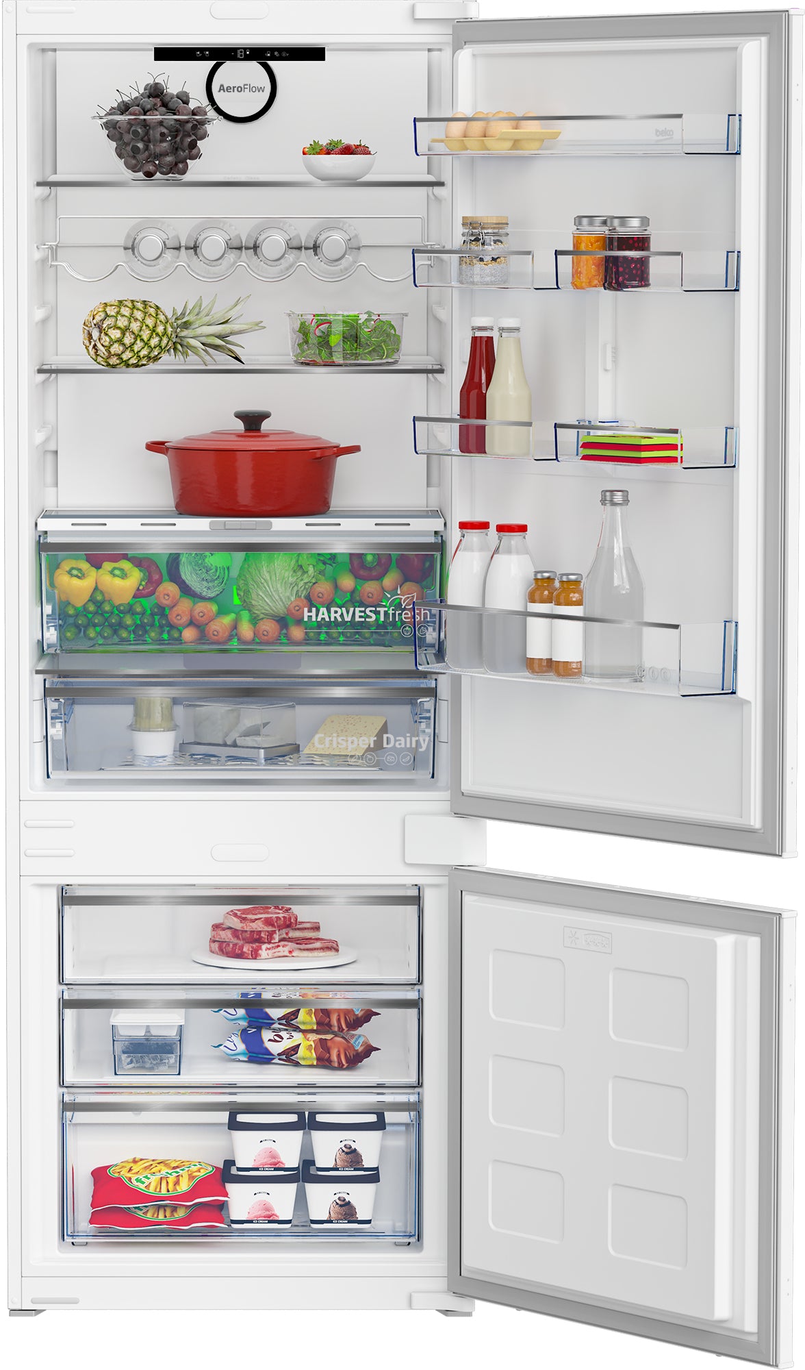 Beko BCNE400E40SN kombinerad kyl/frys Inbyggd 370 l Vit