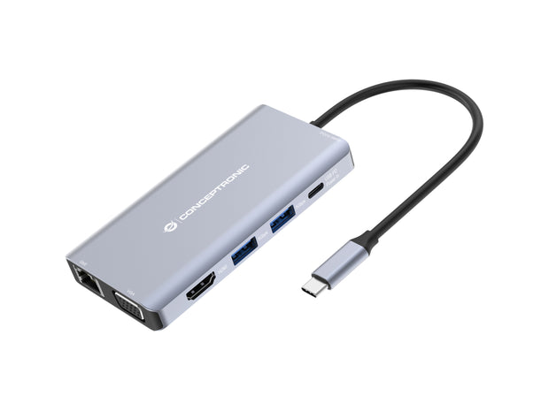 Conceptronic DONN20G dockningsstationer för bärbara datorer Kabel USB 3.2 Gen 1 (3.1