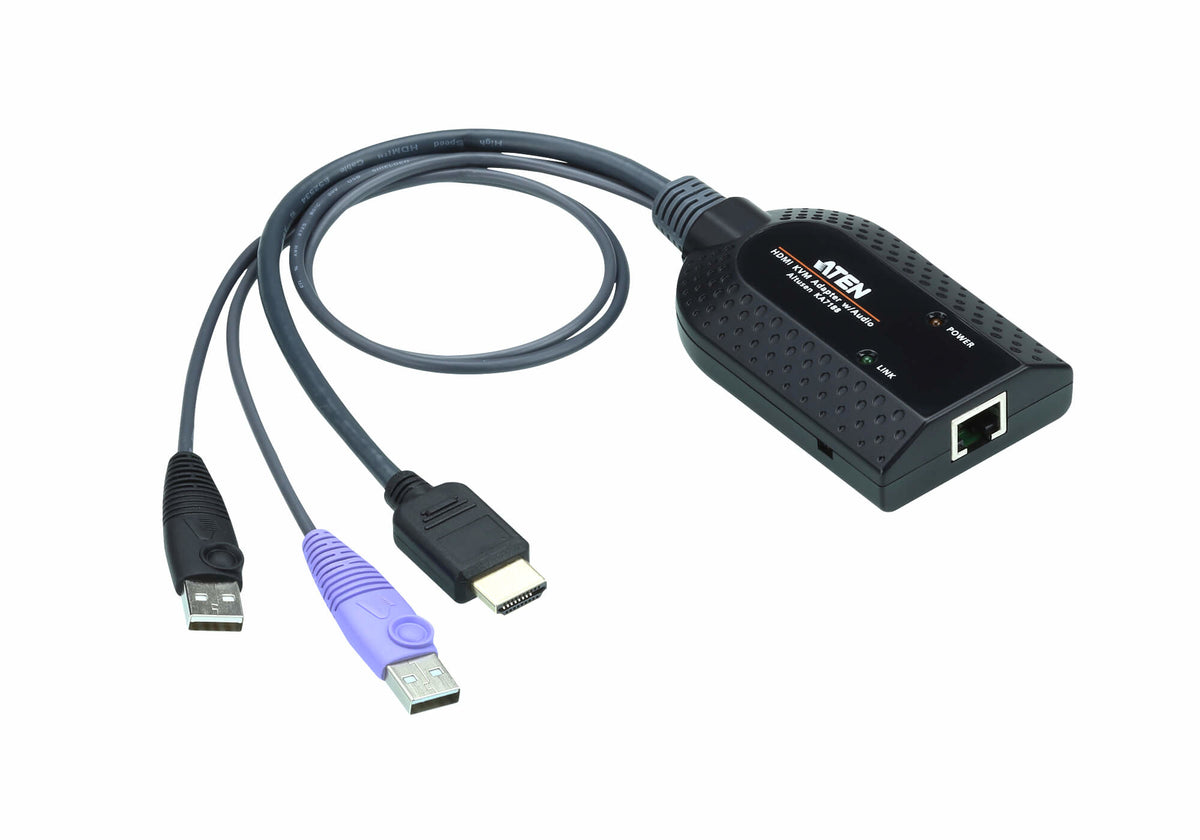 ATEN USB HDMI KVM-adapter för virtuell media (stödjer smartkortsläsare och en de-embedder för ljud)
