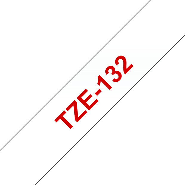 Brother TZE-132 etikett-tejp Röd på genomsynlig