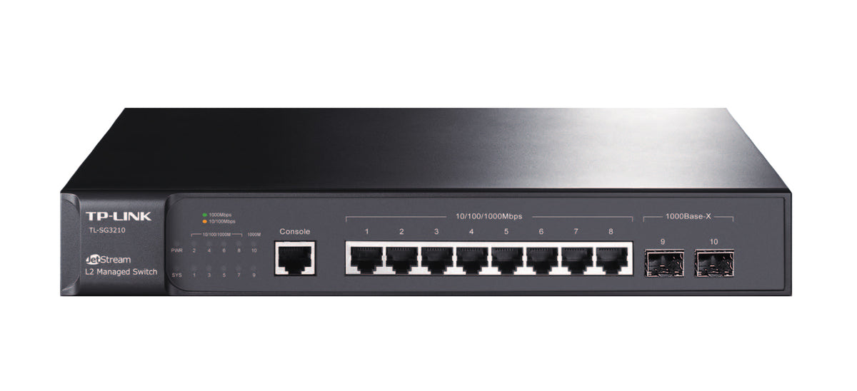 TP-Link TL-SG3210 hanterad L2 Gigabit Ethernet (10/100/1000) 1U Svart