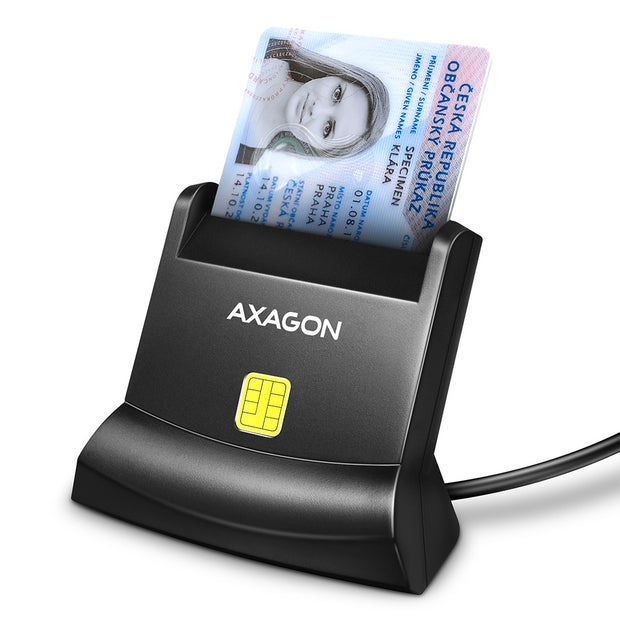 Axagon Universal desktop USB contact Smart/ID card reader with long USB-A cable. Suitable for the eObanka
