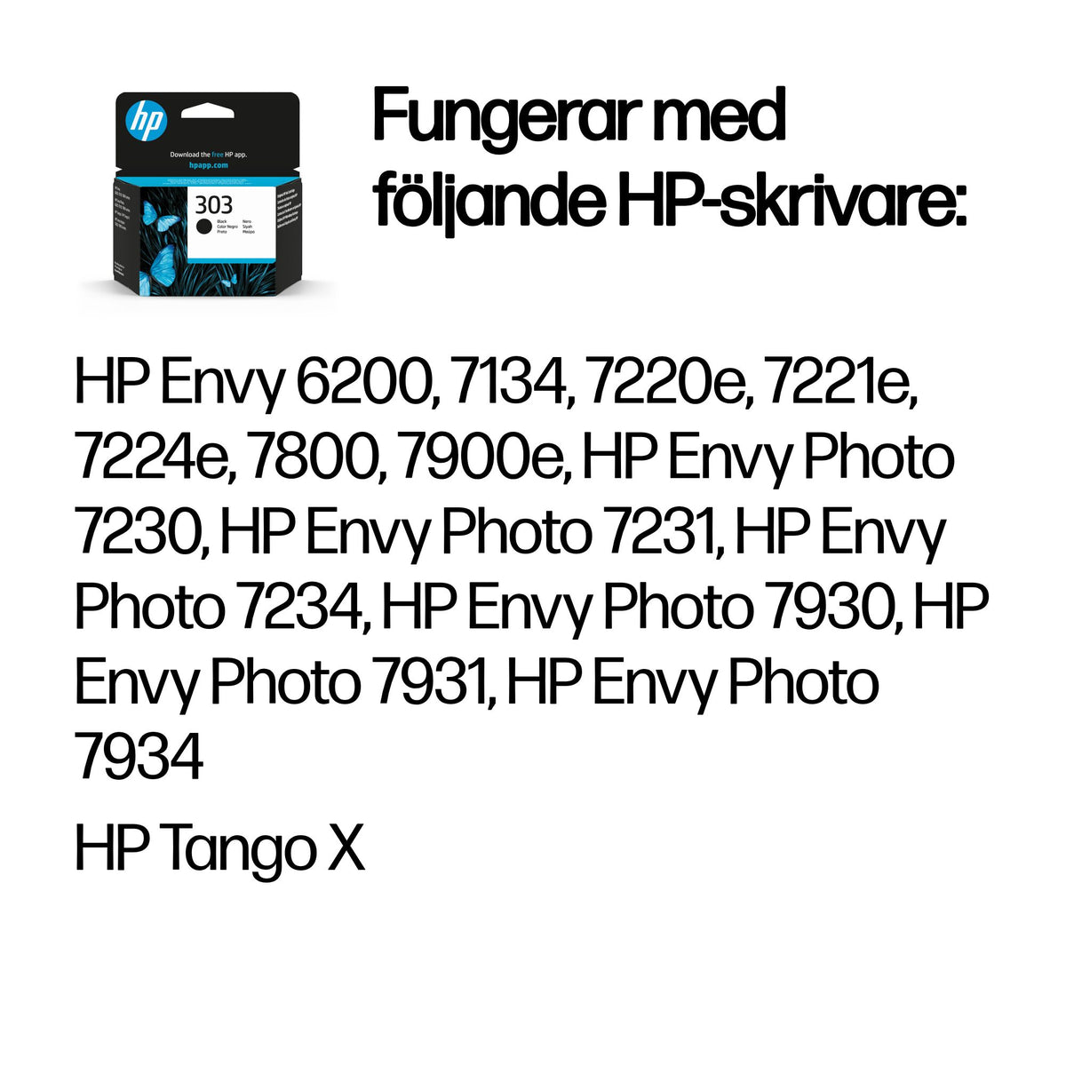 HP 303 svart originalbläckpatron