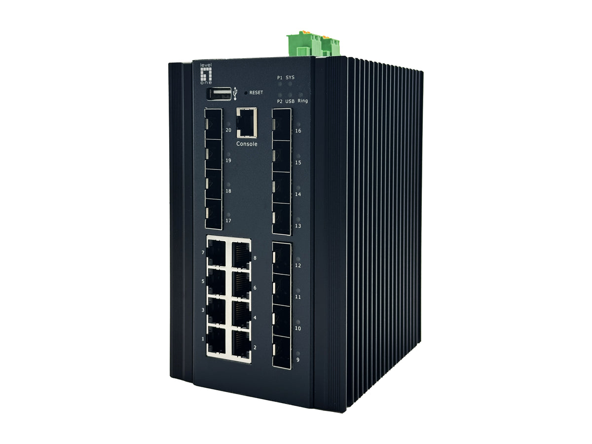 LevelOne IGX-2072 nätverksswitchar hanterad L2+ Gigabit Ethernet (10/100/1000) Svart