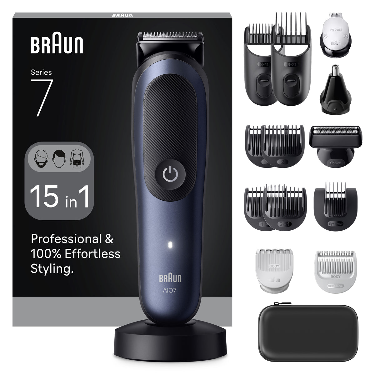 Braun 80789909 skägg/hår trimmer Mörkblå 21 Litium-Ion (Li-Ion)