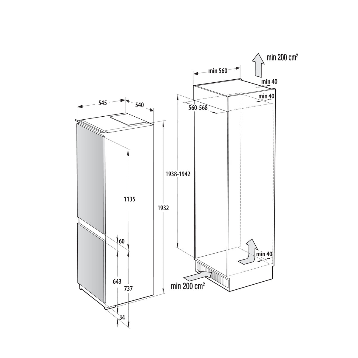 Gorenje NRKI519E41 Inbyggd 284 l Vit