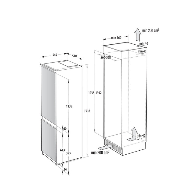 Gorenje NRKI519E41 Inbyggd 284 l Vit
