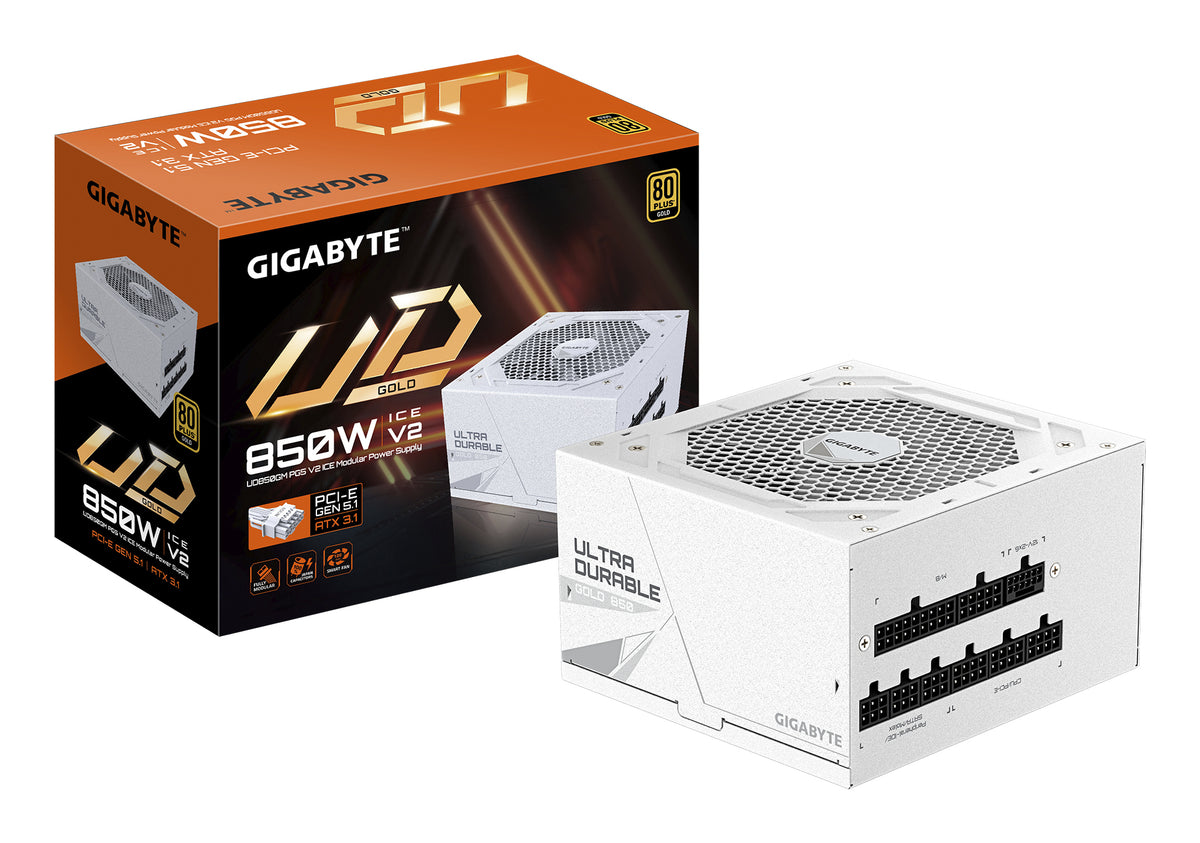GIGABYTE UD850GM PG5 V2 ICE strömförsörjningsenheter 850 W 20+4 pin ATX Vit