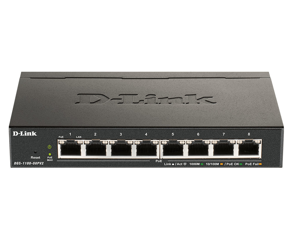 D-Link DGS-1100-08PV2 hanterad L2/L3 Gigabit Ethernet (10/100/1000) Strömförsörjning