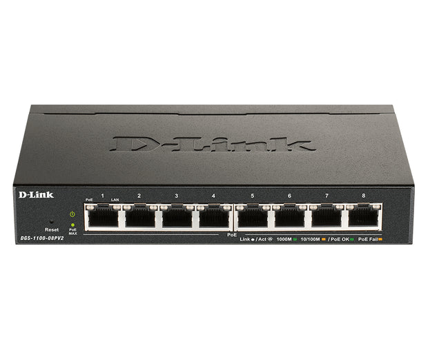 D-Link DGS-1100-08PV2 hanterad L2/L3 Gigabit Ethernet (10/100/1000) Strömförsörjning