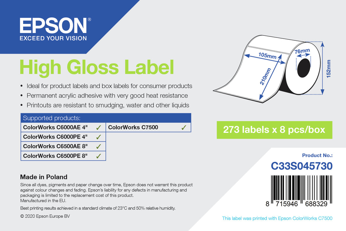 Epson High Gloss Label utskriftsbara Etiketter