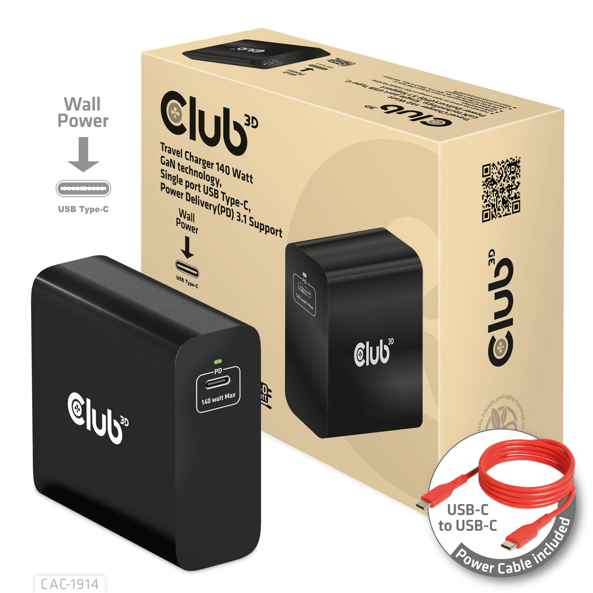 CLUB3D CAC-1914 mobilladdare Babymonitor med display