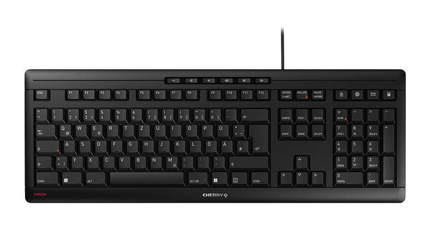 CHERRY STREAM tangentbord Hem / Kontor USB QWERTY Portugisisk Svart
