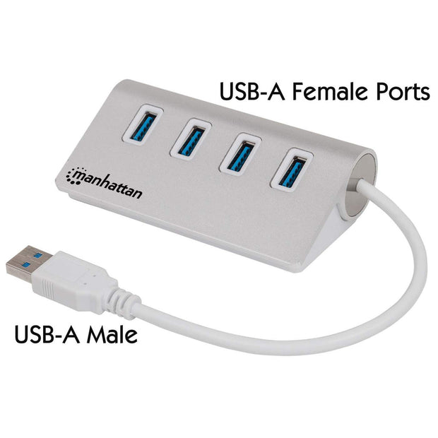 Manhattan 163767 gränssnittshubbar USB 3.2 Gen 1 (3.1 Gen 1) Type-A 5000 Mbit/s