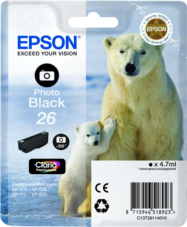Epson Polar bear Enpack fotosvart 26 Claria Premium-bläck