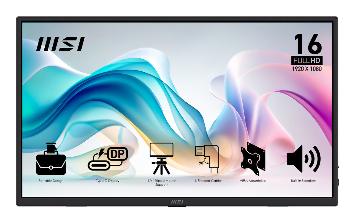 MSI PRO MP165DE E6 bärbar tv-apparat och monitor Bärbara monitor Svart