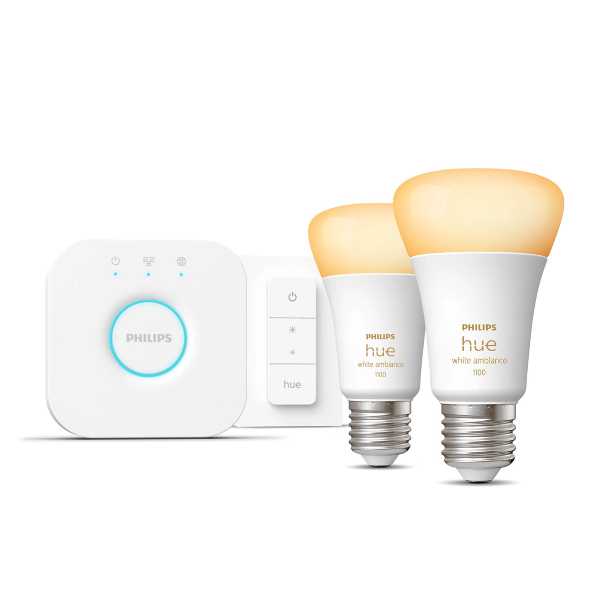 Philips Hue White ambiance Startpaket: 2 st E27 ljuskällor (1100lm) + Dimmer switch