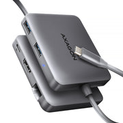 Axagon N HMC-5HL USB 5Gbps hub 2x USB-A HDMI 4k/60Hz RJ-45 GLAN PD 100W kabel USB-C
