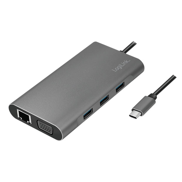 LogiLink UA0383 dockningsstationer för bärbara datorer Kabel USB 3.2 Gen 1 (3.1 Gen 1) Type-C Silver