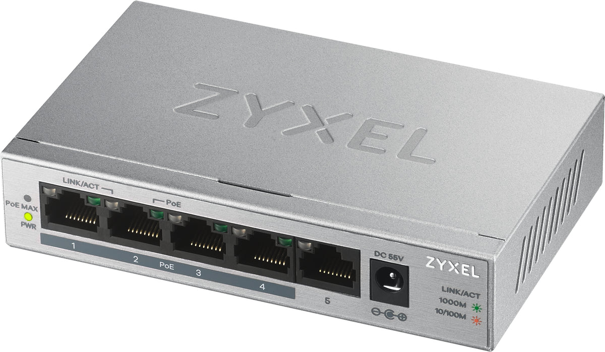 Zyxel GS1005HP Ohanterad Gigabit Ethernet (10/100/1000) Strömförsörjning via