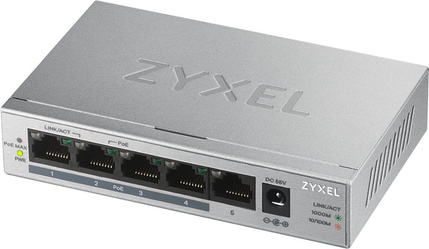 Zyxel GS1005HP Ohanterad Gigabit Ethernet (10/100/1000) Strömförsörjning via