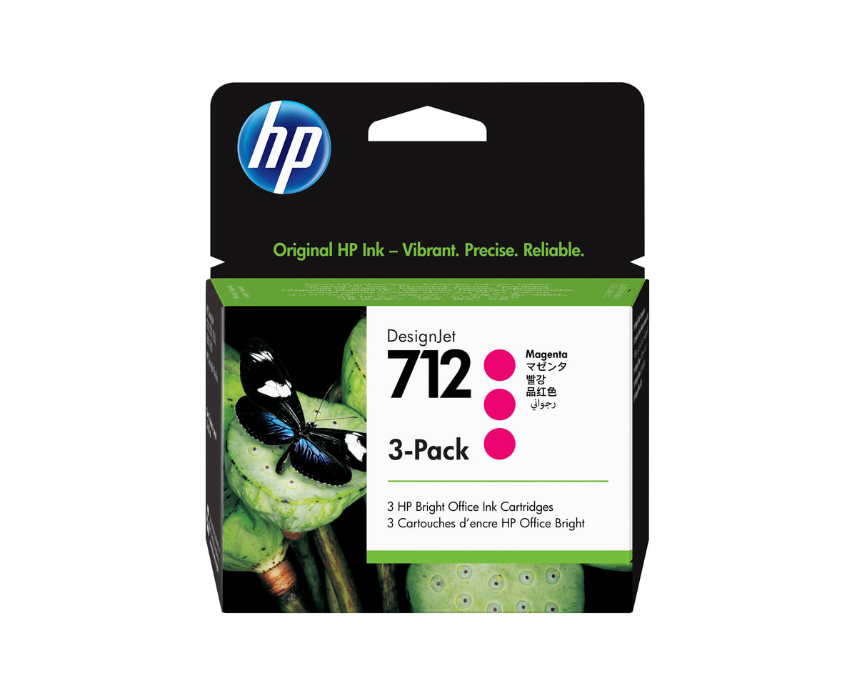 HP 712 3-pack med 29 ml magenta DesignJet-bläckpatron