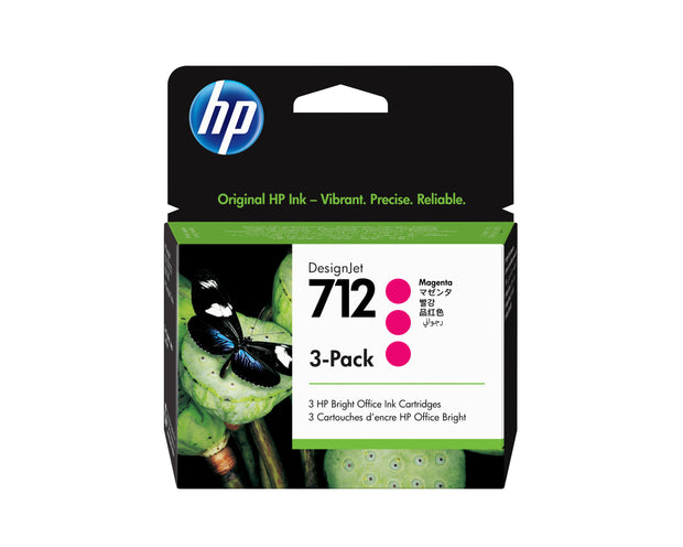 HP 712 3-pack med 29 ml magenta DesignJet-bläckpatron