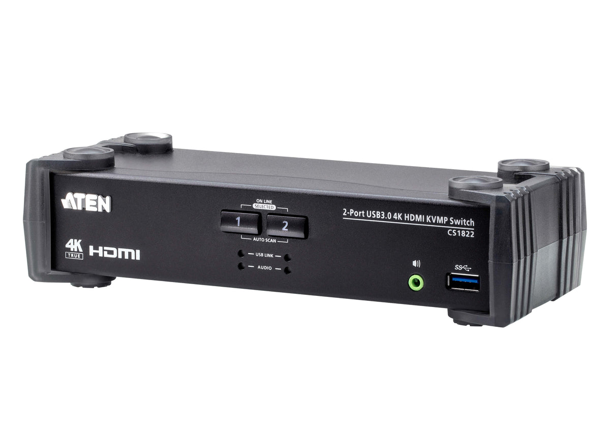 ATEN 2-portars USB 3.0 4K HDMI KVMP Switch med ljudmixerläge