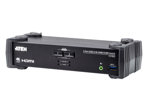 ATEN 2-portars USB 3.0 4K HDMI KVMP Switch med ljudmixerläge