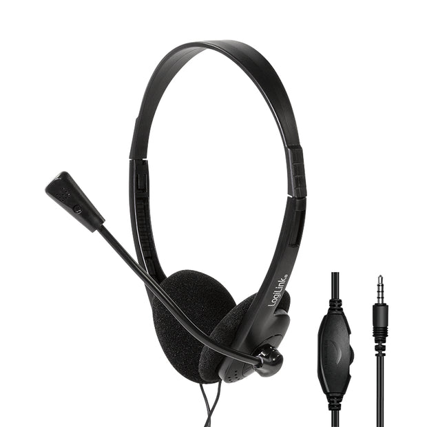 LogiLink HS0055 hörlur och headset Kabel Huvudband Musik/vardag Svart