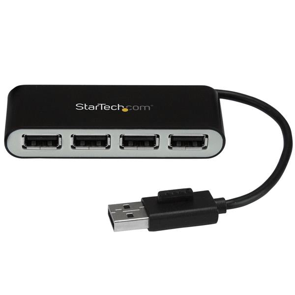 StarTech.com Bärbar USB 2.0-hubb med 4 portar och inbyggd kabel