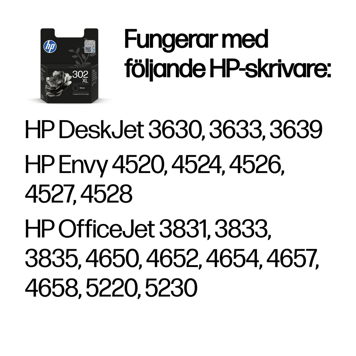 HP 302XL svart original bläckpatron med hög kapacitet