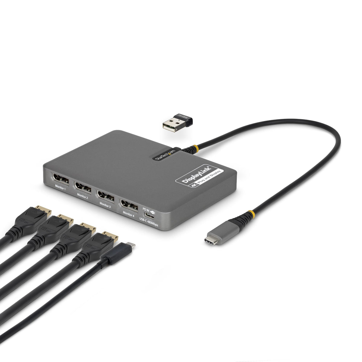 StarTech.com QUAD-USB-DP-ADAPT dockningsstationer för bärbara datorer Kabel USB 3.2