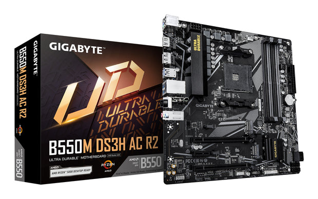 GIGABYTE B550M DS3H AC R2 moderkort AMD B550 Uttag AM4 micro ATX