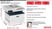 Xerox B235 A4 34 ppm trådlös dubbelkopiering/utskrift/scanning/fax PS3 PCL5e/6 ADF 2