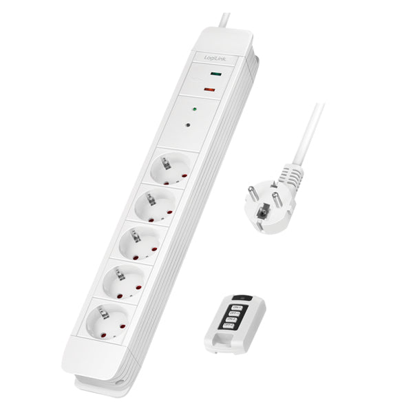LogiLink LPS402 förlängningssladdar 1,5 m 5 AC-utgångar inomhus Vit