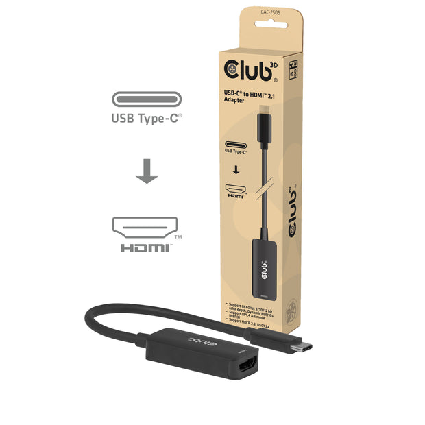 CLUB3D CAC-2505 videokabeladapter 0,12 m USB Type-C HDMI + USB Svart