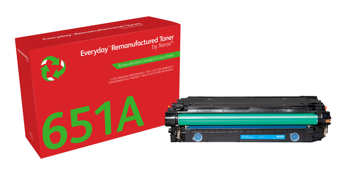Everyday Cyan Remanufactured Toner by Xerox compatible with HP 651A 650A 307A (CE341A/CE271A/CE741A)