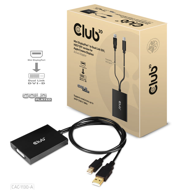 CLUB3D CAC-1130-A videokabeladapter 0,6 m DVI-D Mini DisplayPort + USB Type-A Svart