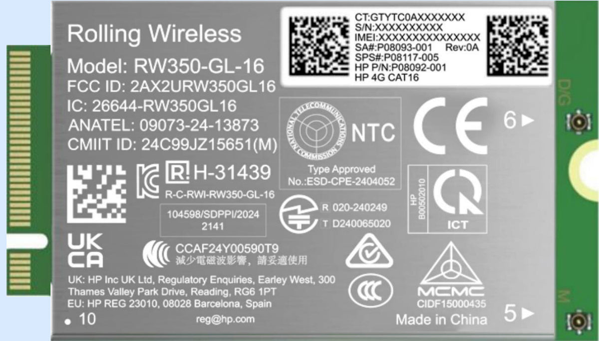 HP 4G LTE-Advanced Pro Cat16 WWAN Intern nätverkskort