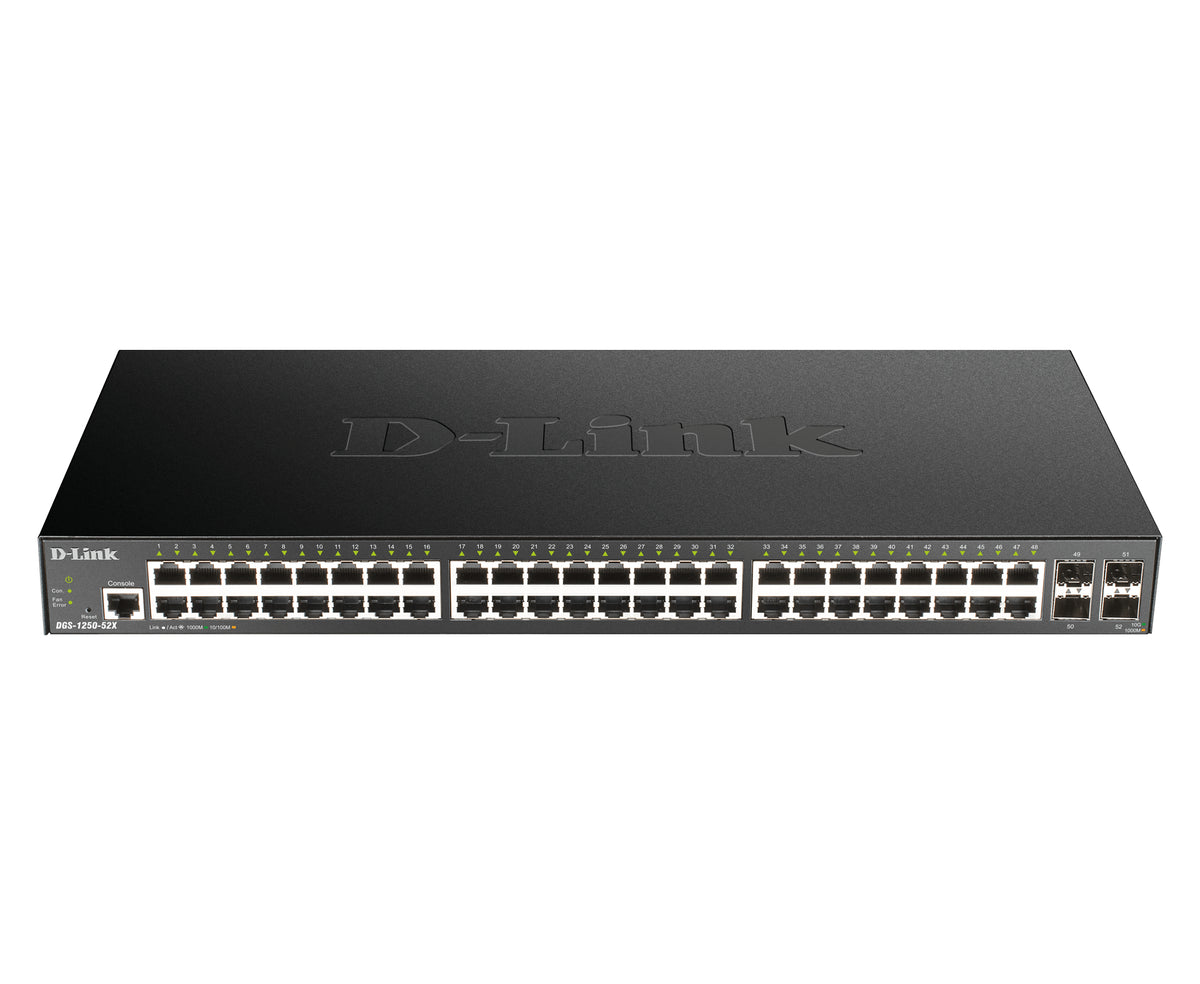 D-Link DGS-1250-52X hanterad L3 Gigabit Ethernet (10/100/1000) Svart